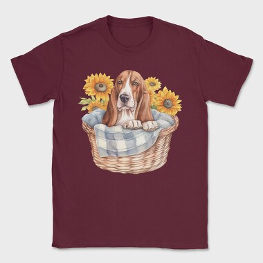 Basset Hound Sunflowers, Tricou Barbati (Unisex)