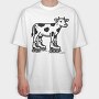 Funny Cow In Skate Rollers, Tricou Oversize Barbati (Unisex)