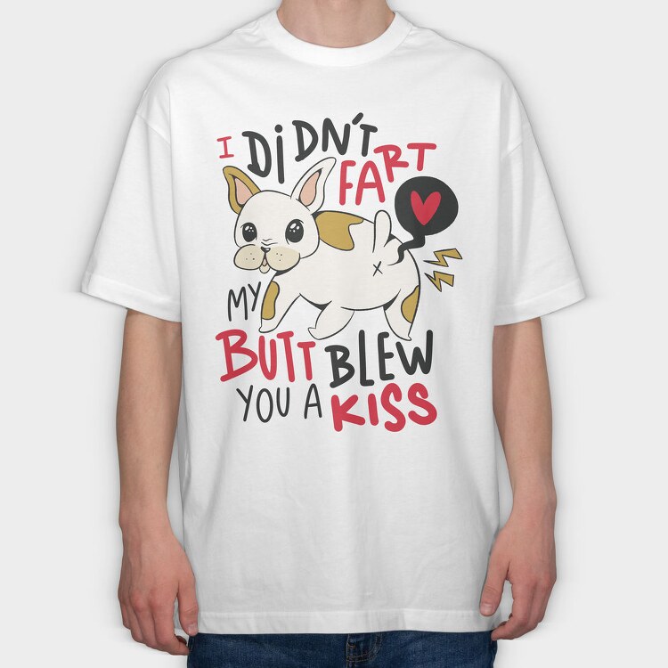 Funny Fart French Bulldog, Tricou Oversize Barbati (Unisex)