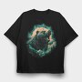 Bear With Mountains Moon, Tricou Oversize Barbati (Unisex)