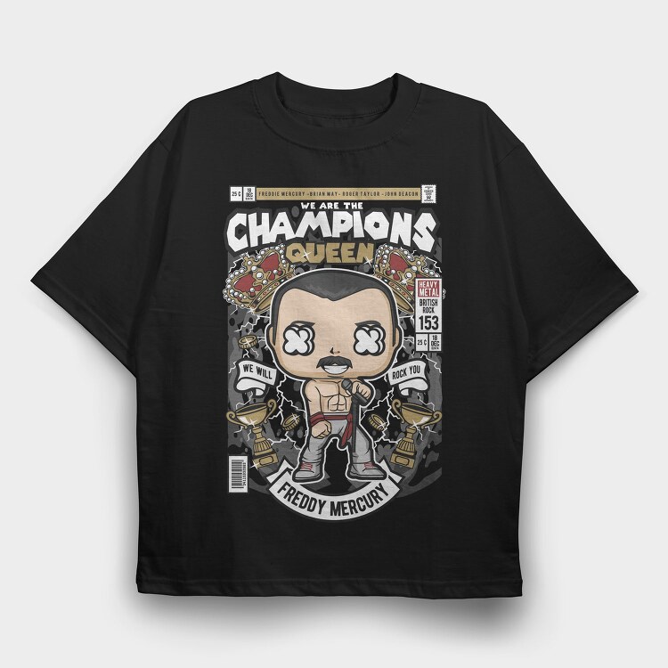 Freddy Mercuri Queen, Tricou Oversize Barbati (Unisex)