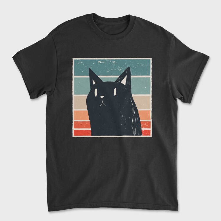 Retro Black Cat, Tricou Barbati (Unisex)