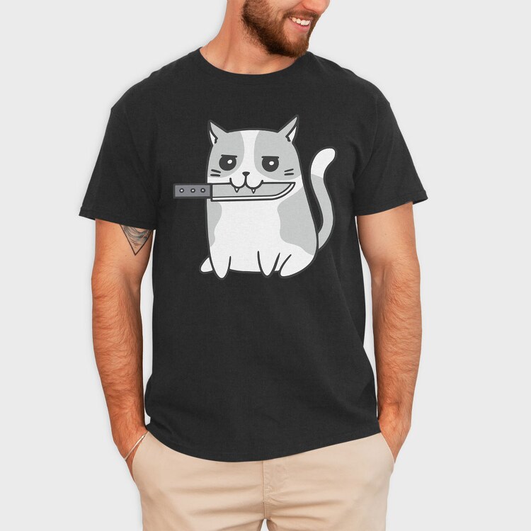 Psycho Cat, Tricou Barbati (Unisex)
