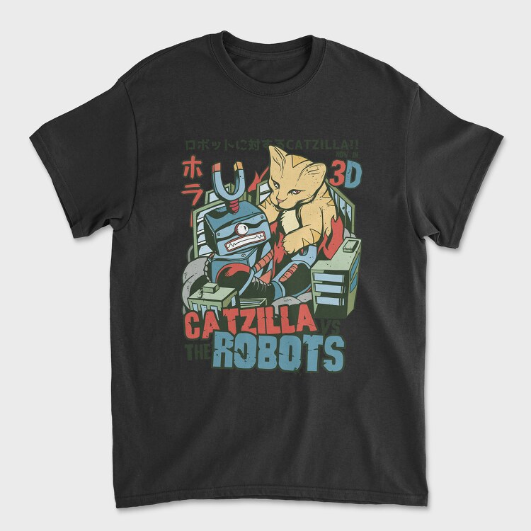 Catzilla vs Robot, Tricou Barbati (Unisex)