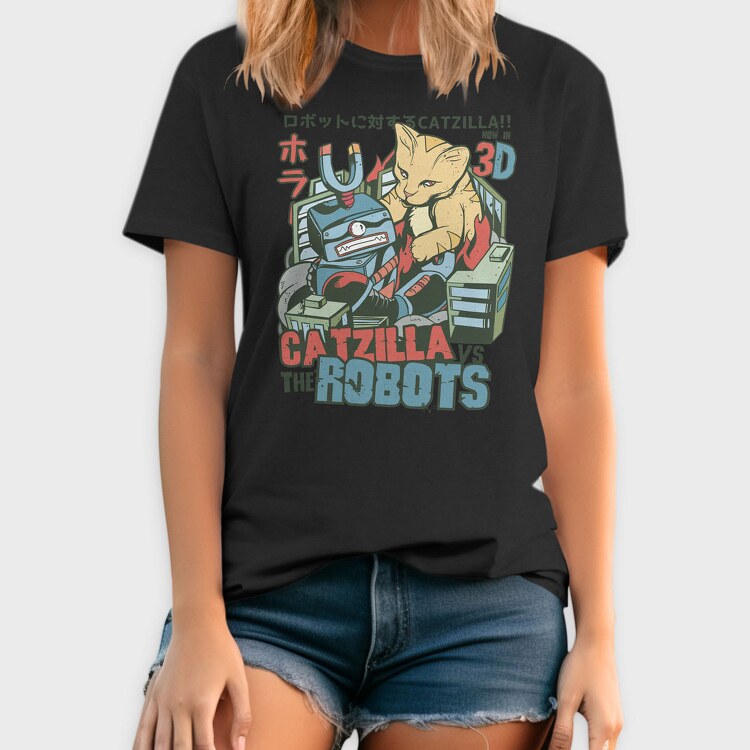 Catzilla vs Robot, Tricou Barbati (Unisex)