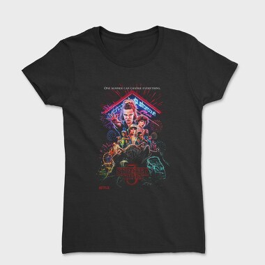 Stranger Things Halftone Neon Glow, Tricou Femei