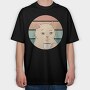 Bored Cat With Coffee, Tricou Oversize Barbati (Unisex)