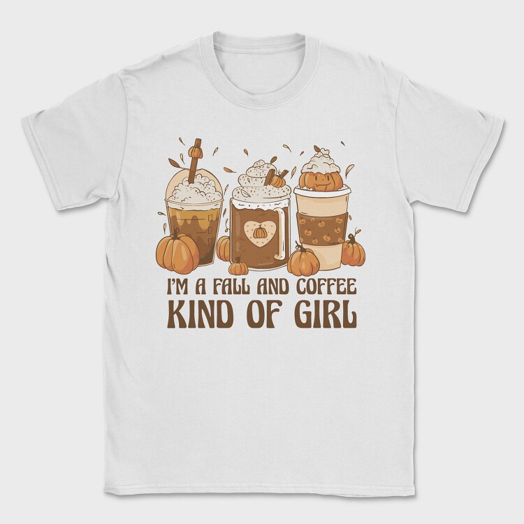 Autumn Coffee Drinks Fall And Girl, Tricou Barbati (Unisex)