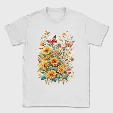 Butterfly and Flowers, Tricou Barbati (Unisex)