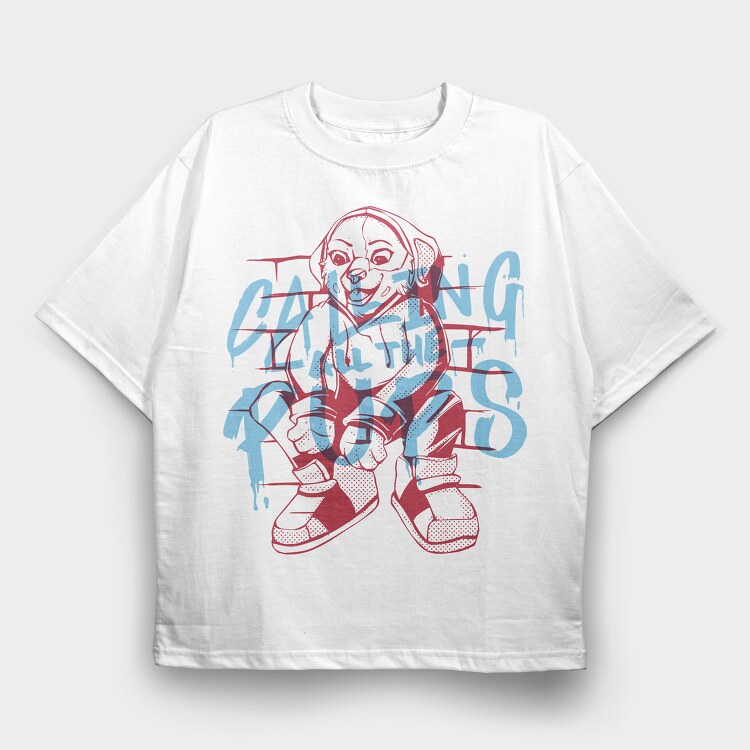 Calling All the Pups, Tricou Oversize Barbati (Unisex)