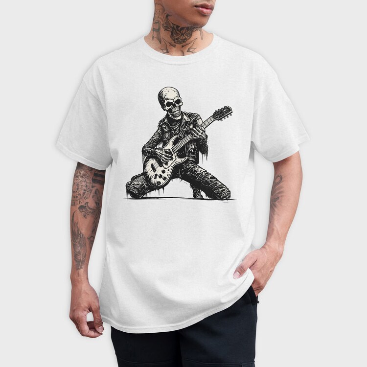 Skeleton Playing Electric Guitar, Tricou Barbati (Unisex)