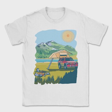 Camping on the Lake Landscape, Tricou Barbati (Unisex)