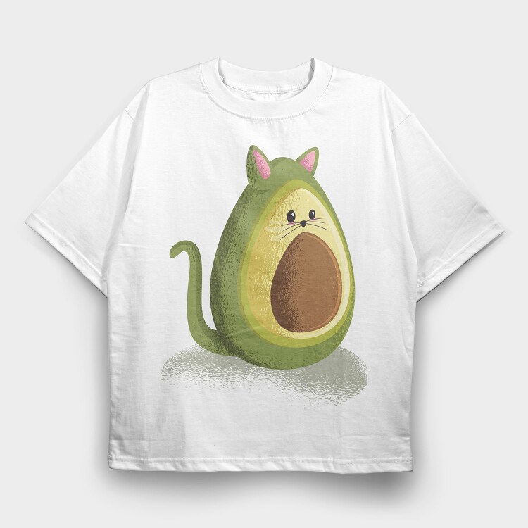 Avocado Cat Avocato, Tricou Oversize Barbati (Unisex)