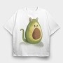 Avocado Cat Avocato, Tricou Oversize Barbati (Unisex)