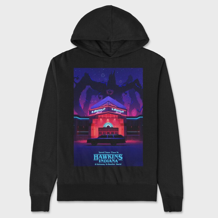Starcourt Mall Neon Glow, Hanorac Oversize Barbati (Unisex)