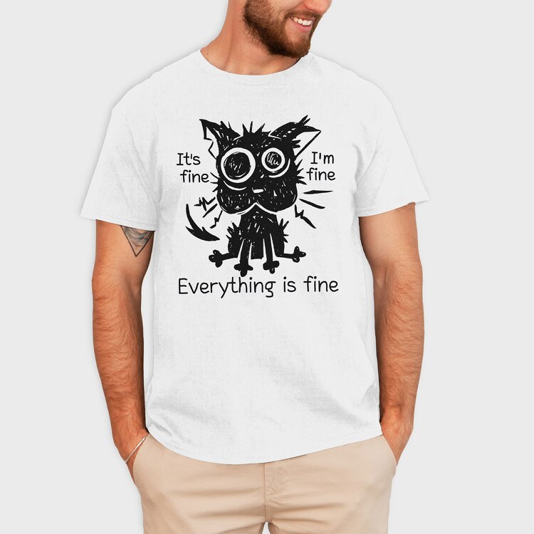 Shaggy Cat Everything Is Fine, Tricou Barbati (Unisex)