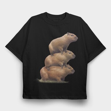Capybara Tower, Tricou Oversize Barbati (Unisex)