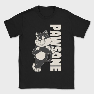 Cartoon Cat Pawsome, Tricou Barbati (Unisex)