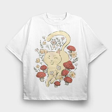 Cat Cottagecore, Tricou Oversize Barbati (Unisex)