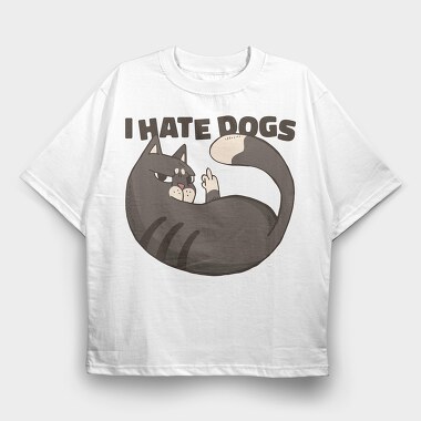Cat Hate Dogs, Tricou Oversize Barbati (Unisex)