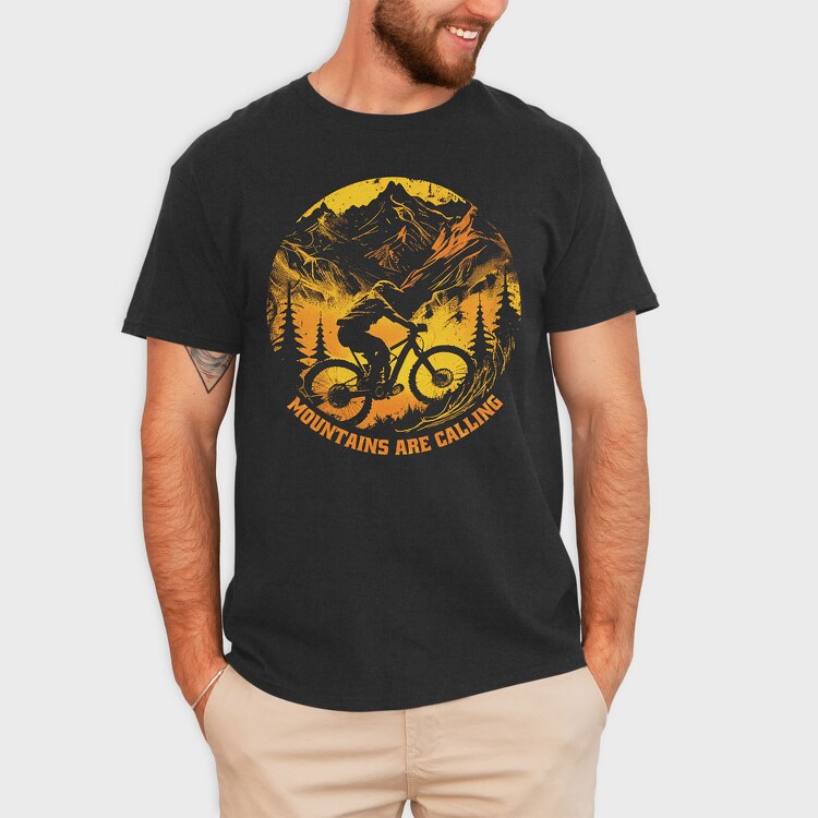 Mountainbike Mountains Are Calling, Tricou Barbati (Unisex)