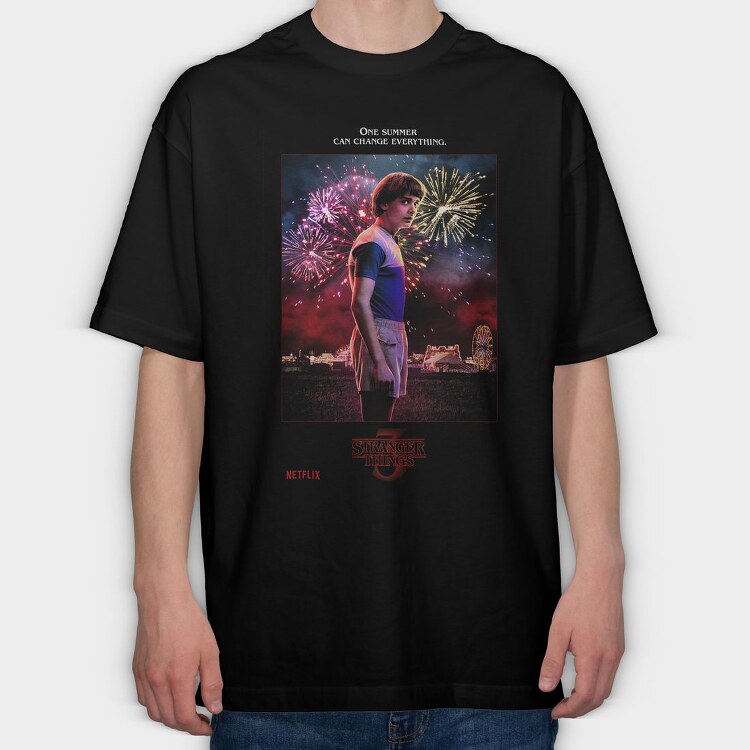 Fireworks Halftone Stranger, Tricou Oversize Barbati (Unisex)