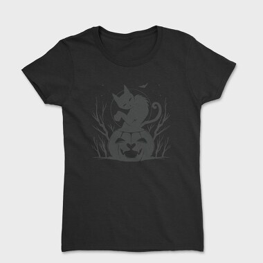 Cat Halloween Monochrome, Tricou Femei