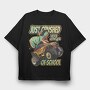 Awesome T Rex Monster Truck Dino School, Tricou Oversize Barbati (Unisex)