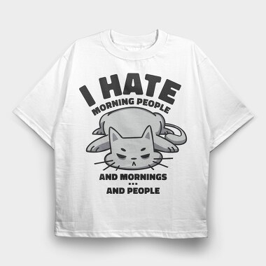 Cat Morning People, Tricou Oversize Barbati (Unisex)