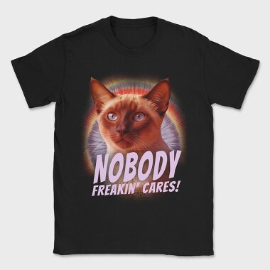 Cat Nobody Freakin Cares, Tricou Barbati (Unisex)