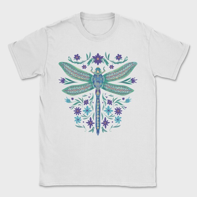 Floral Dragonfly Watercolor, Tricou Barbati (Unisex)
