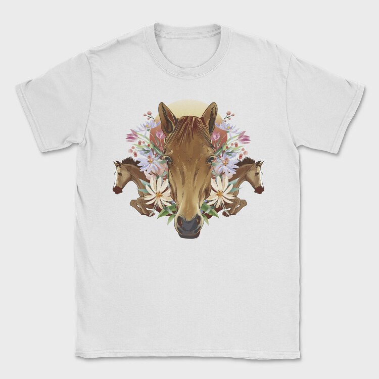 Floral Horses Collage Geometry, Tricou Barbati (Unisex)