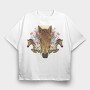 Floral Horses Collage Geometry, Tricou Oversize Barbati (Unisex)