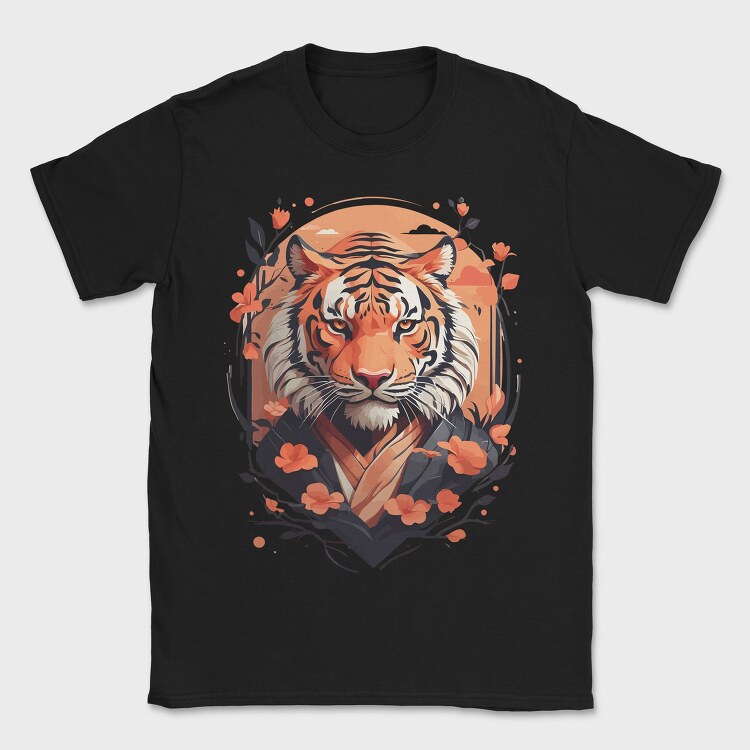Floral Japanese Tiger Japanesse, Tricou Barbati (Unisex)