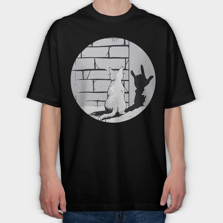 Cat Rock Sign Shadow, Tricou Oversize Barbati (Unisex)