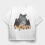 Floral Wolf Mug, Tricou Oversize Barbati (Unisex)