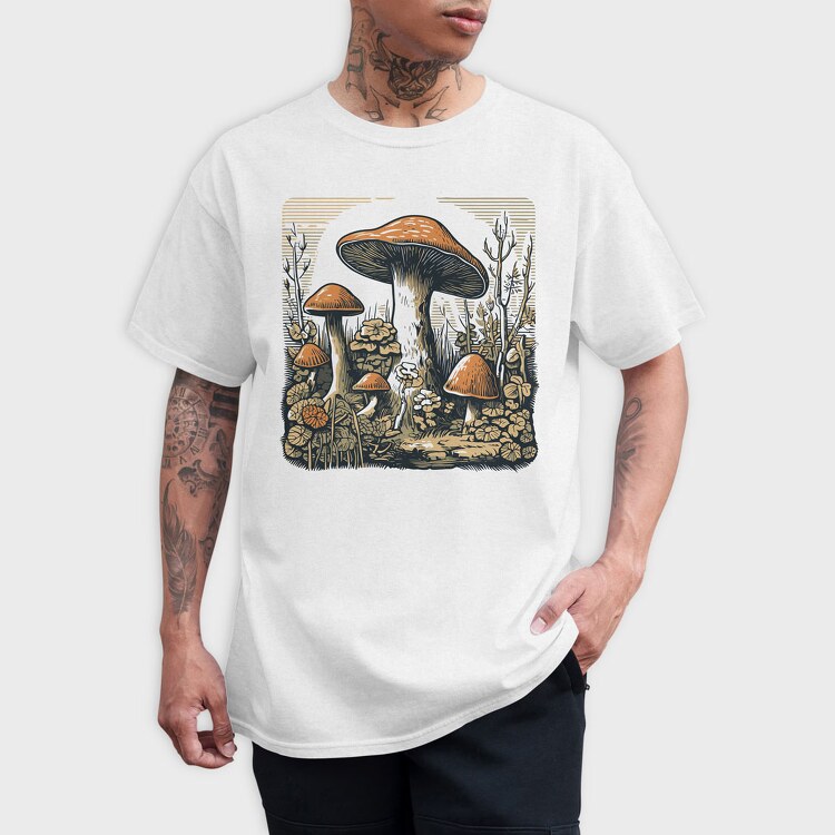 Retro Funghi, Tricou Barbati (Unisex)