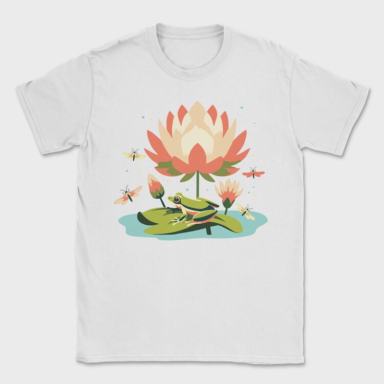 Flower And Frog Lotus, Tricou Barbati (Unisex)