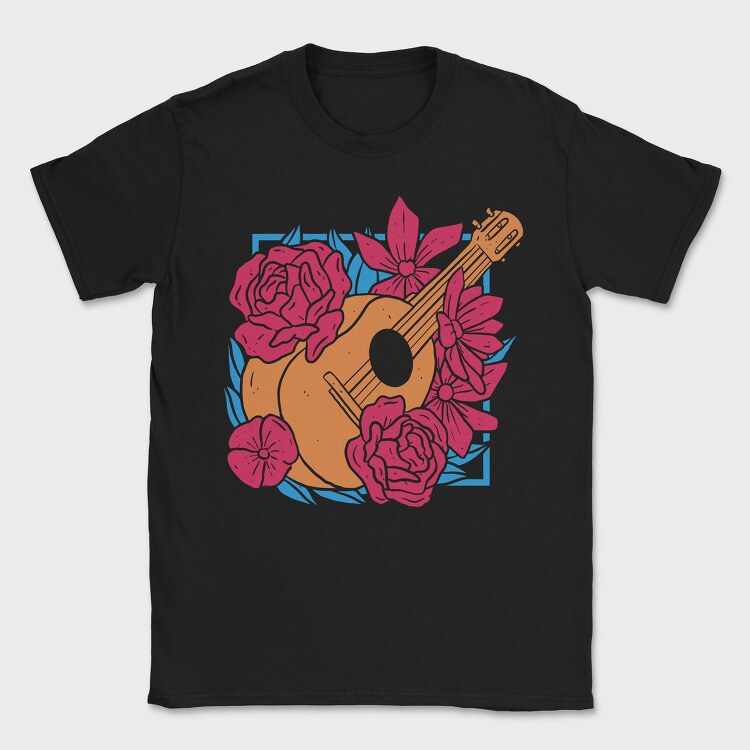 Flower Guitar Uke Flowers, Tricou Barbati (Unisex)