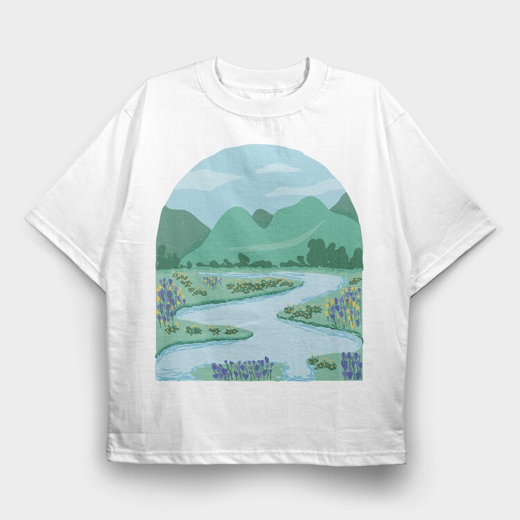 Flower Meadow, Tricou Oversize Barbati (Unisex)