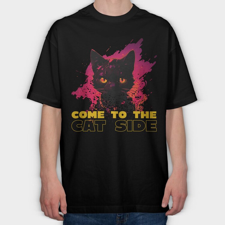 Cat Side, Tricou Oversize Barbati (Unisex)