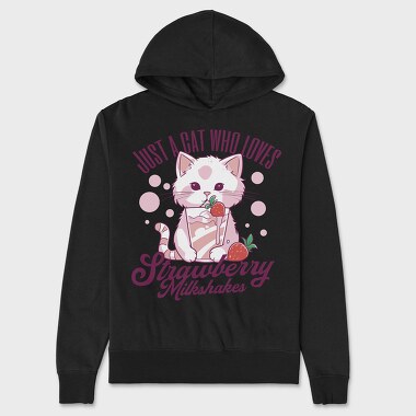 Cat Strawberry Milkshake, Hanorac Oversize Barbati (Unisex)