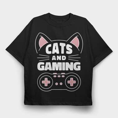 Cats and Gaming, Tricou Oversize Barbati (Unisex)