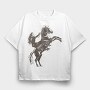 Girl Equitation Horse Two Feet, Tricou Oversize Barbati (Unisex)