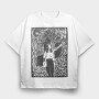 Girl Walking On Magical Forest Lino Art, Tricou Oversize Barbati (Unisex)