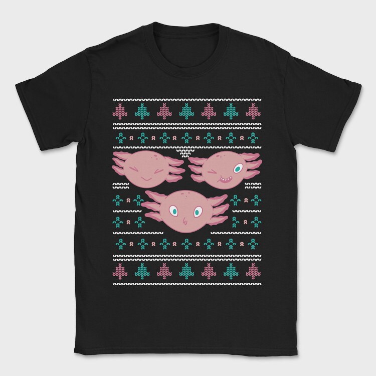 Axolotl Christmas Sweater Ugly, Tricou Barbati (Unisex)