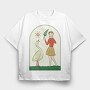 Girl With Goose, Tricou Oversize Barbati (Unisex)