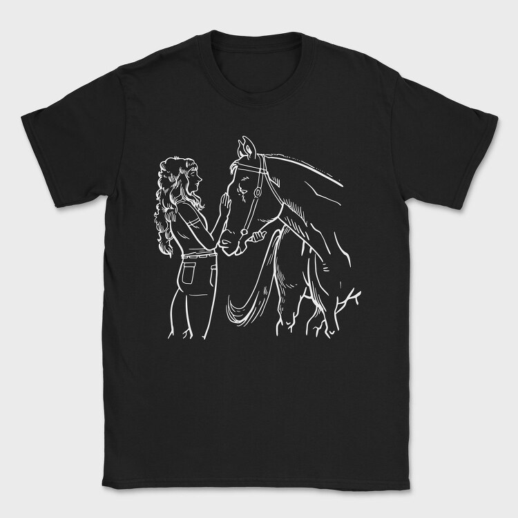 Girl With Horse, Tricou Barbati (Unisex)