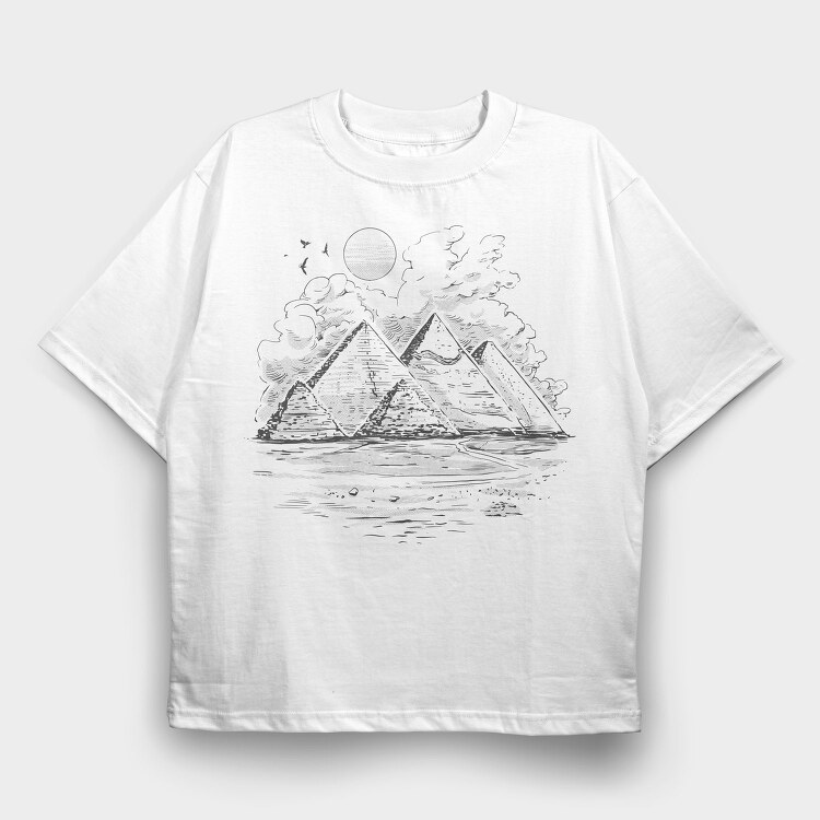Giza Pyramids Piramids, Tricou Oversize Barbati (Unisex)
