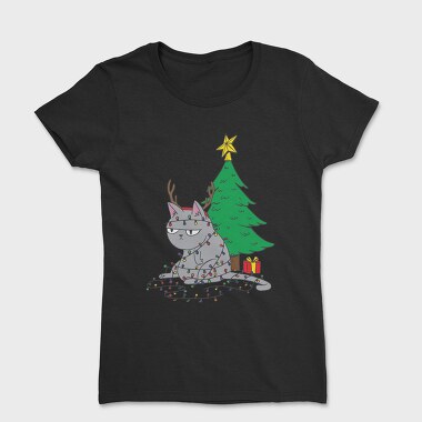 Cat Tangled in Christmas Lights, Tricou Femei